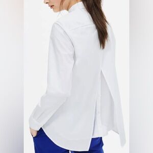 NWT Banana Republic White Drapey Button-Back Button Up Cotton Relaxed Fit Size M